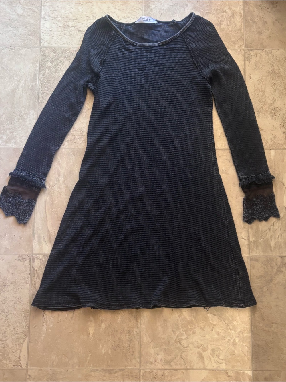Able Men's Navy Blue Ribbed Dress